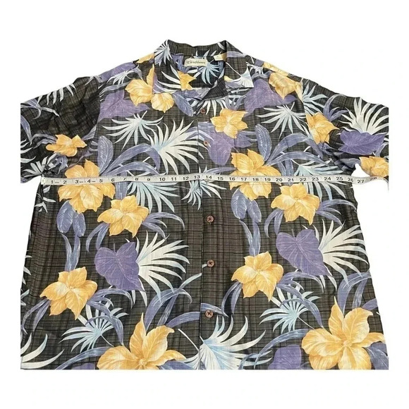 Caribbean Blue Floral Linen Causal Button Front Short Sleeve Shirt Men’s XL - Picture 8 of 12